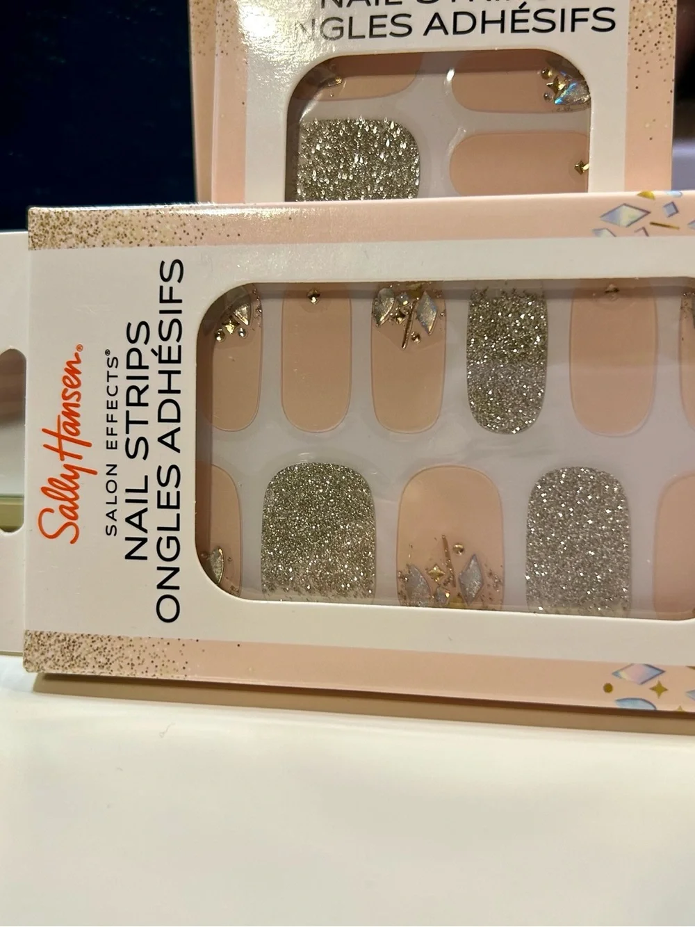 Sally Hansen Nude & Silver Glitter Adhesive Nail Strips